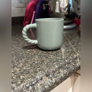 Mint Green Ceramic Mug with Twisted Handle
